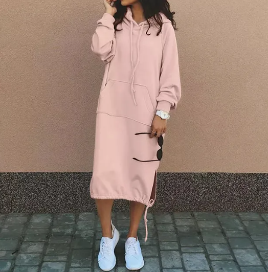 Chic & Cozy™ 2023 Herfst-Winter Lange Jurk met Capuchon en Zakken 60% KORTING